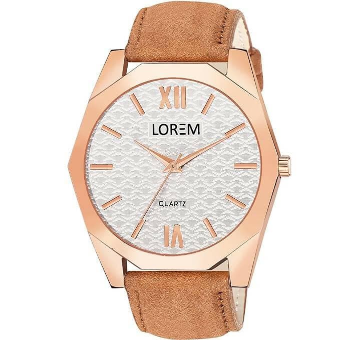 LOREM White 3d embossed Dial Analog Watch For Men LR84 - HalfPe