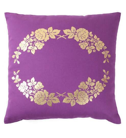 Lushomes Cushion covers 16 inch x 16 inch, Sofa Cushion Cover, Foil Printed Sofa Pillow Cover, festive cushion covers (Size 16 x 16 Inch, Set of 2, Violet) - HalfPe