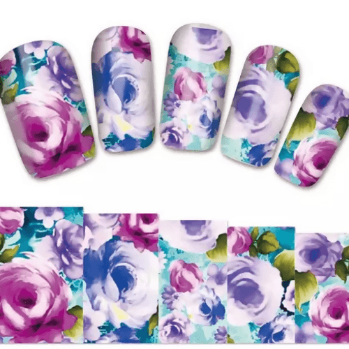 SENECIO Fantastic Floral Rose Nail Art Manicure Decal Water Transfer Sticker - HalfPe