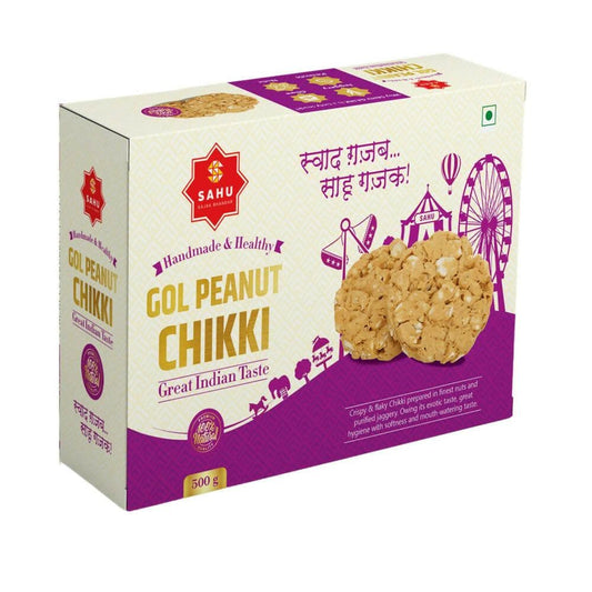 Sahu Gajak Bhandar Peanut Roasted Gol Chikki (500g) - HalfPe