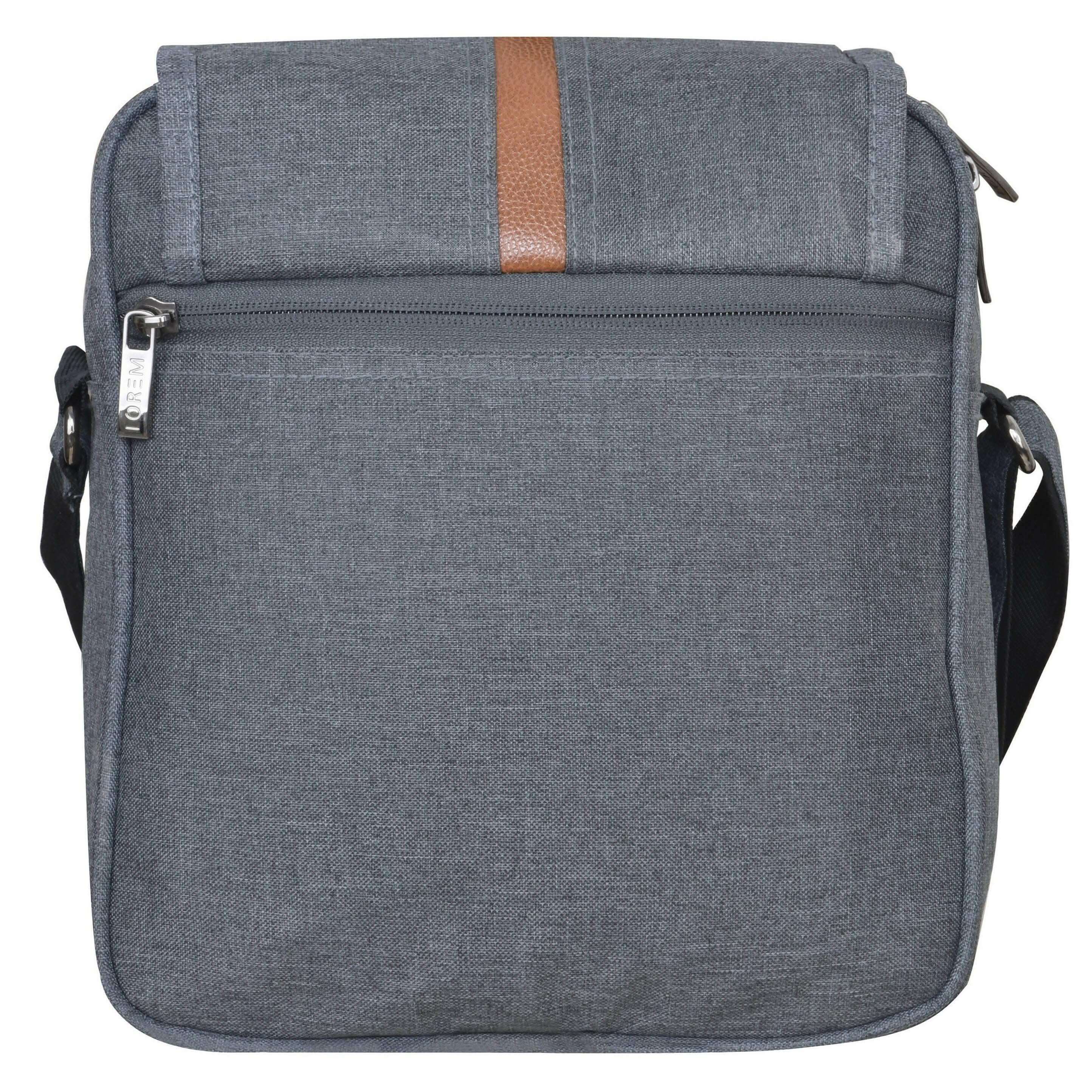 LOREM Grey Casual Linen Textured Cross Body Sling Bag For Men - HalfPe