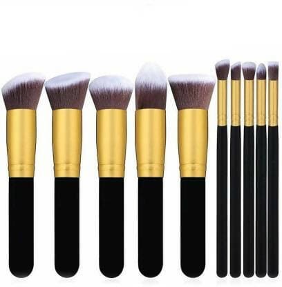 Bingeable 10Pcs Natural Cosmetic Kits Makeup Set Brushes+ Family Makeup Sponges 5 Pcs Puff (Pack of 10) - HalfPe