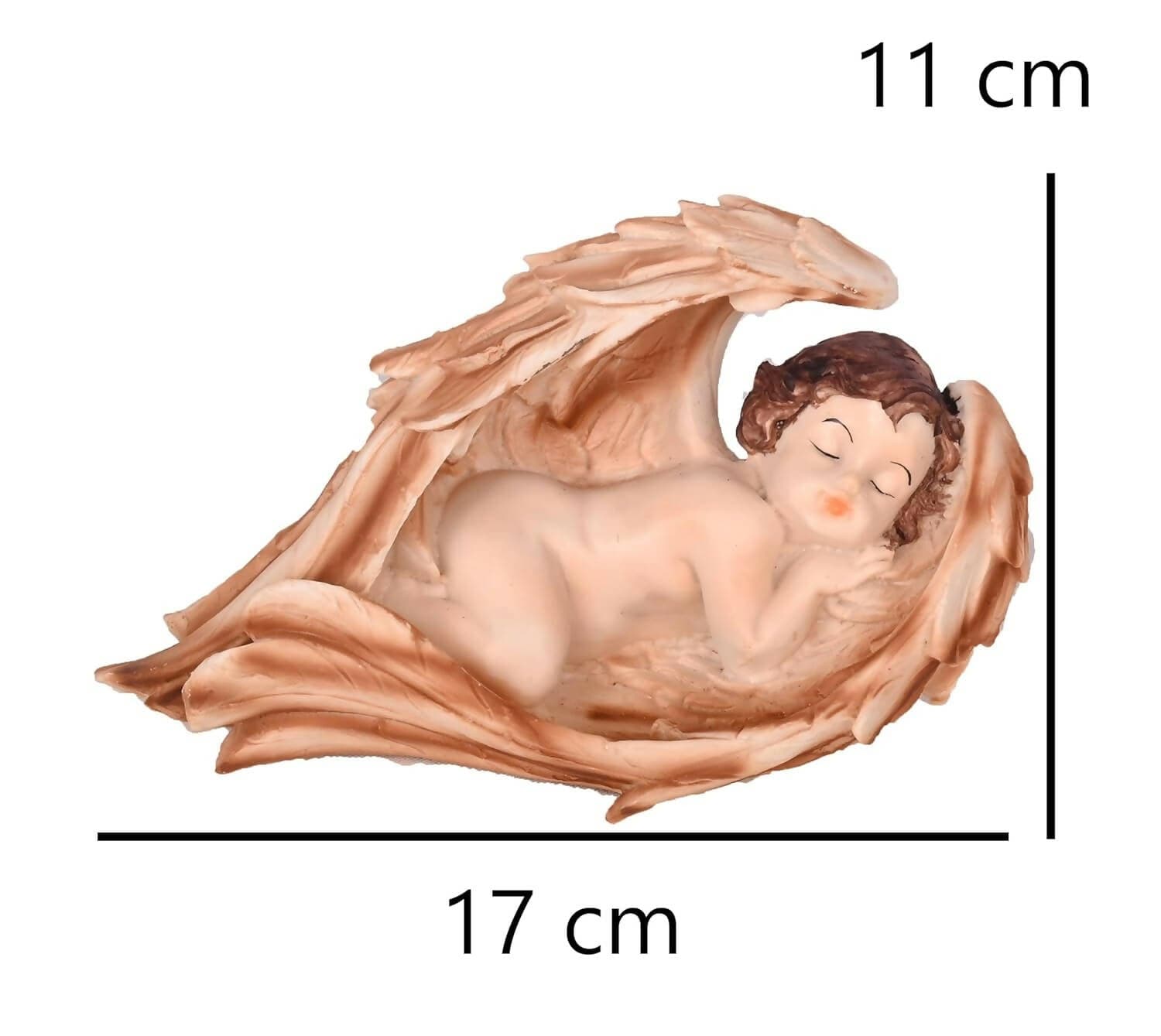 KariGhar Resin Brown Sleeping Angel Statue Catholic Idol for Home (Pack of 2) - HalfPe