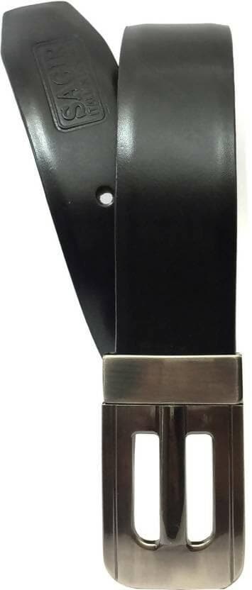 Men Casual Black Artificial Leather Belt (Size: 48) - HalfPe