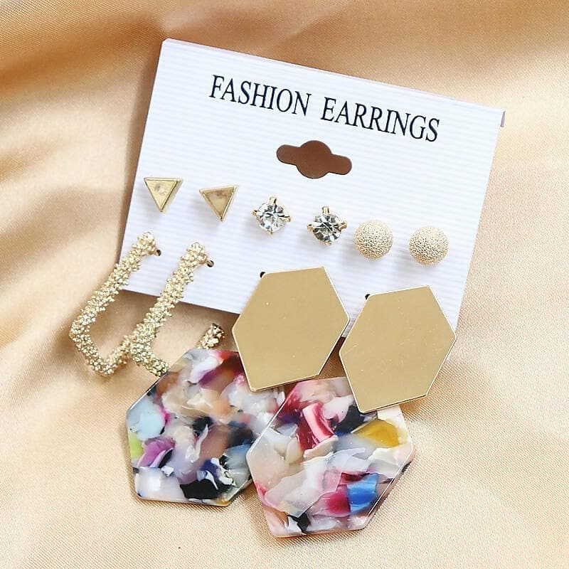 Pinapes Latest Stylish Combo Design Pairs Metal Earrings for Women and Girls (Multi Colour) - HalfPe