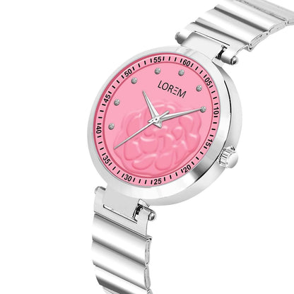 LOREM Pink Fancy Analog Watch For Women LR318 - HalfPe