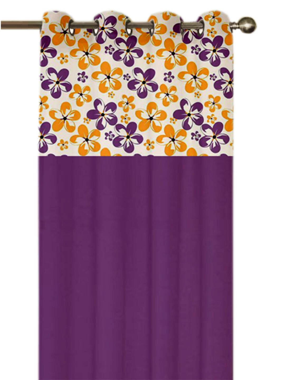 Lushomes Cotton Curtains, Purple Shadow Printed Cotton Curtains for Living Room/Home with 8 Eyelets & Printed Tiebacks for Door, door curtains 7.5 feet, (Size: 54x90 Inches) - HalfPe