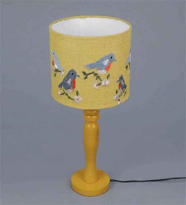 Blue Birds On Jute Lamp - HalfPe