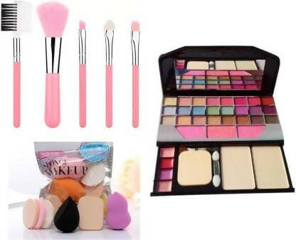 Bingeable HDA 5 Pcs Makeup Brush& Makeup Kit & Family Puff (12 Items in the set) - HalfPe