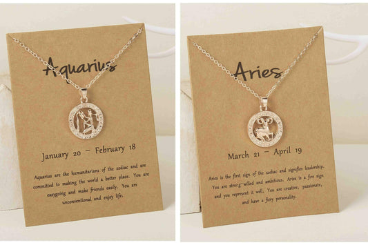 Pinapes Zodiac Combo Aquarius And Aries Constellation Pendant, Elegant Chain Necklaces Letter Horoscope Necklace - HalfPe