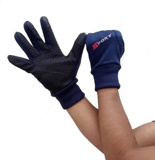 Solid Protective Men & Women Riding Gloves (Blue) - HalfPe