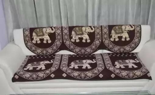 The Fresh Livery Cotton Acryllic Elephant Design Sofa Cover for 3 seater sofa - HalfPe