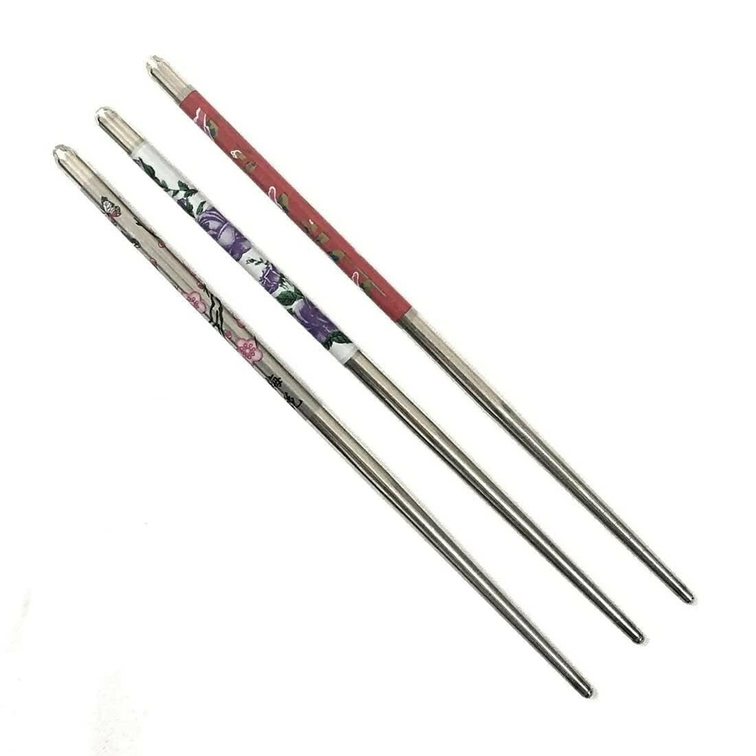 SENECIO Metal Bun/Juda Stick Floral Geometric Printed Colorful Chopstick Hair Stick(Pack Of 3) - HalfPe