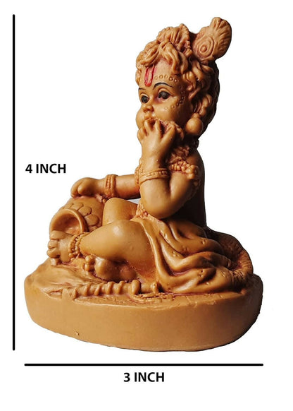 KariGhar Bal Krishna Idol for Car Dashboard Home (Brown, 2.5X3X4 inches) - HalfPe