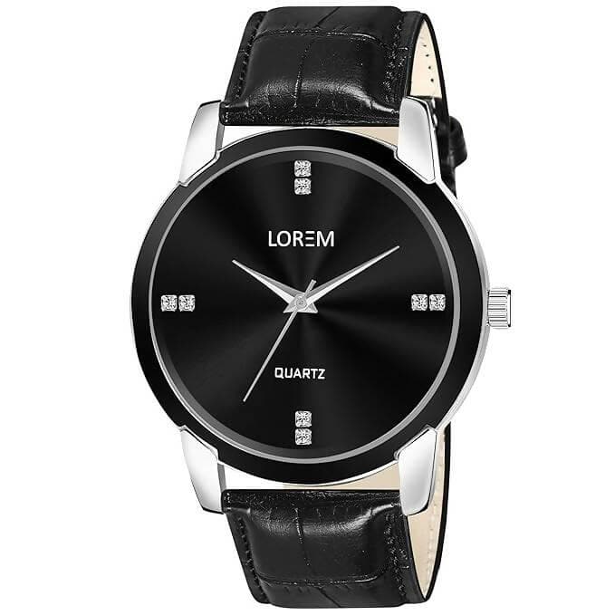 LOREM Black Stylish Dial Analog Watch For Men LR96 - HalfPe