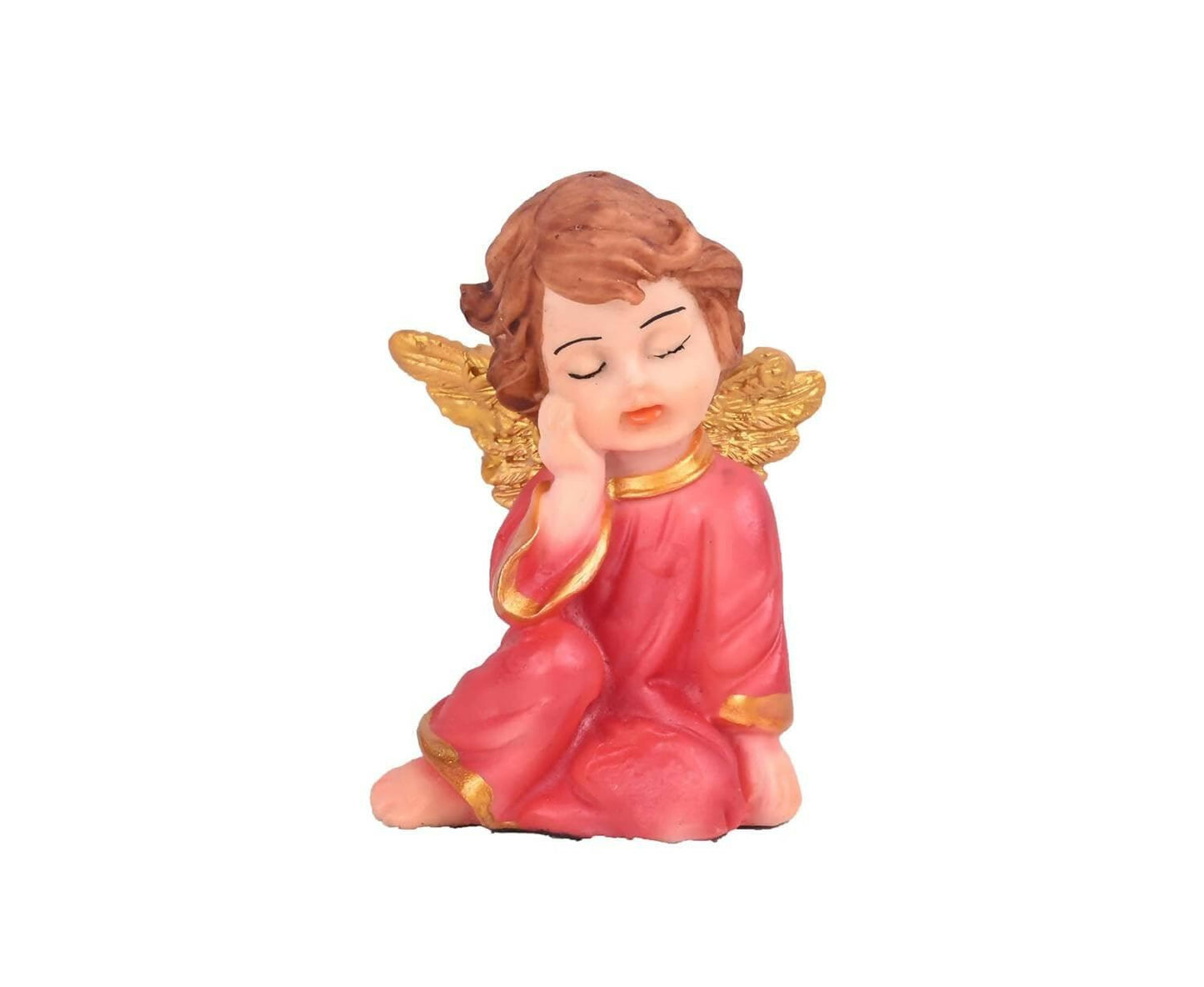 KariGhar Resin Small Pink Sitting Angel Statue Catholic Idol for Home (Pink) - HalfPe