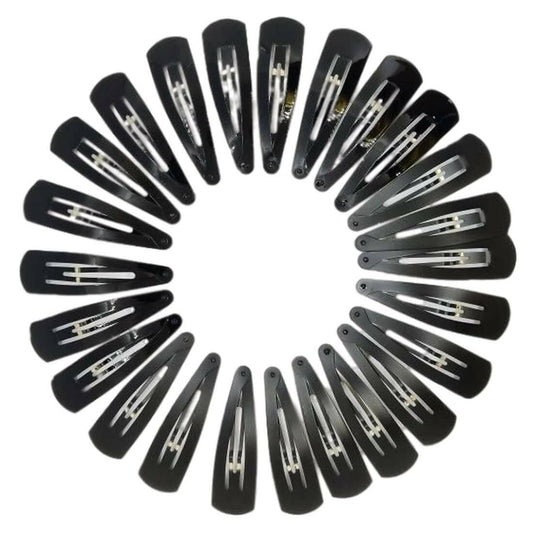 SENECIO 24Pc Black Tic tac Snap Hair Clip Pin Set For Kids Girls & Women - HalfPe