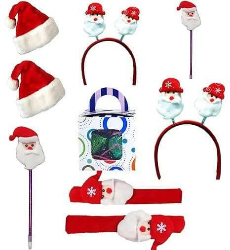 MANTOUSS Christmas Gift for Kids/Christmas Gifts for Girls/Christmas Gifts for Boys-2 Each Christmas Cap, Band, Hair Band, Santa Pen+a Box of Handmade Chocolates for Kids/Party+Card - HalfPe