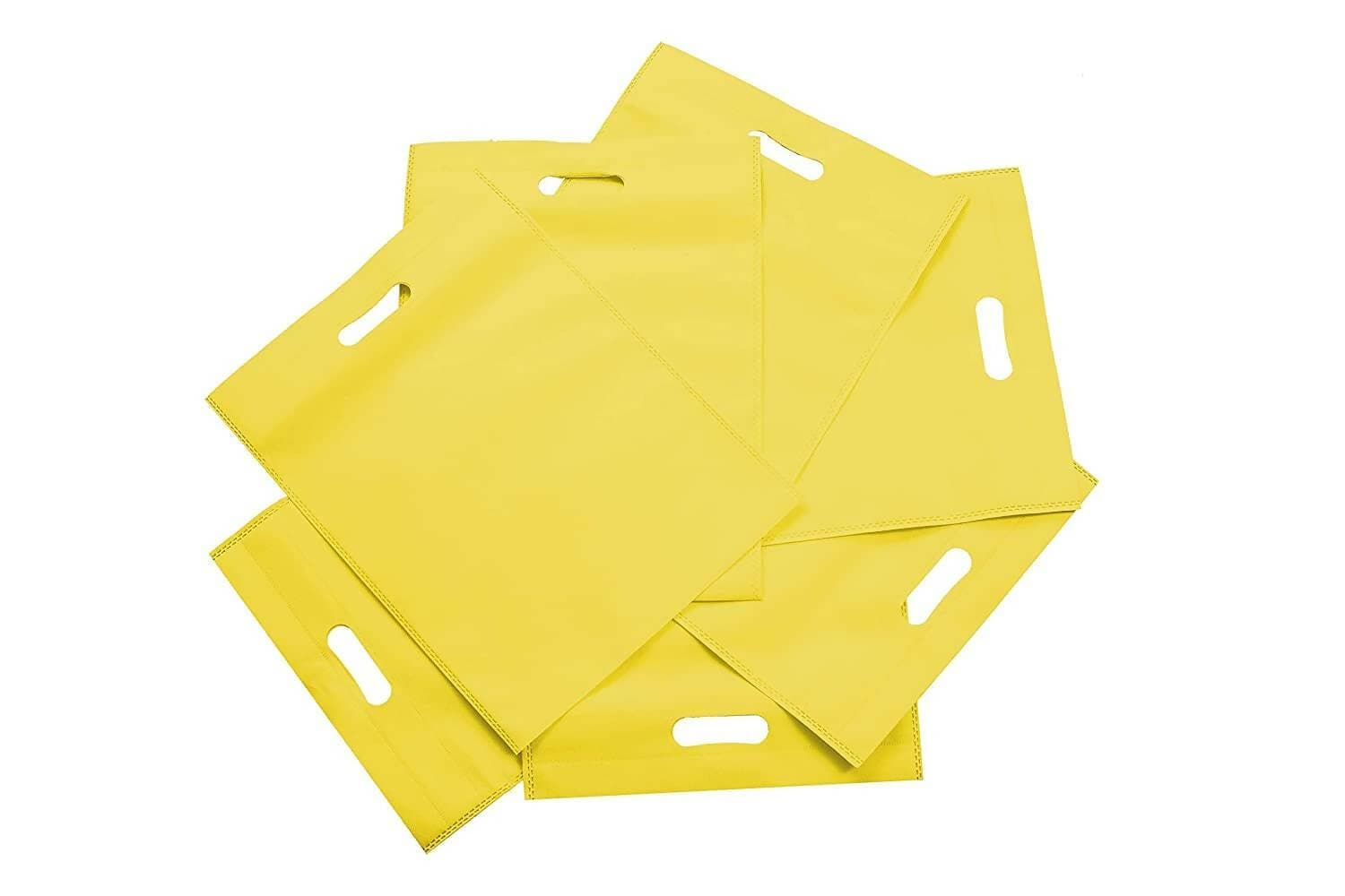 AGRASHRI ENTERPRISES D Cut Yellow Cloth Carry Bag (Pack of 50) - HalfPe