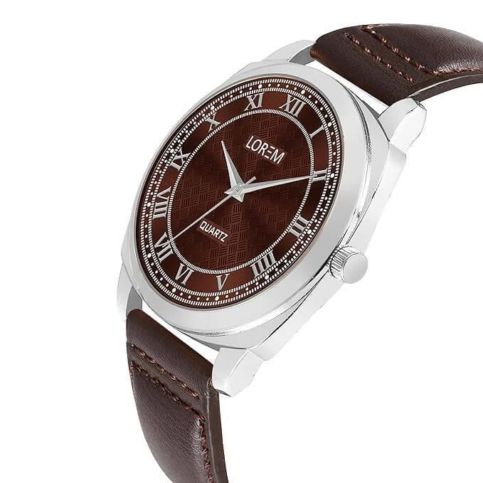 LOREM Brown Cubic Designer Printed Dial Analog Watch For Men LR91 - HalfPe