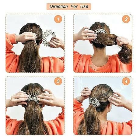 SENECIO® 6 Pc Premium Korean-Style Bird Nest Ring Lazy Ponytail Holder Hair Clip Clutcher Bun Maker Random Color - HalfPe