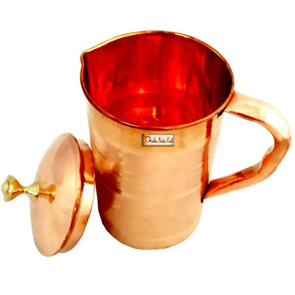 Prisha India Craft Pure Copper Luxury Design Water Jug Pitcher, Capacity 1600 ML - HalfPe