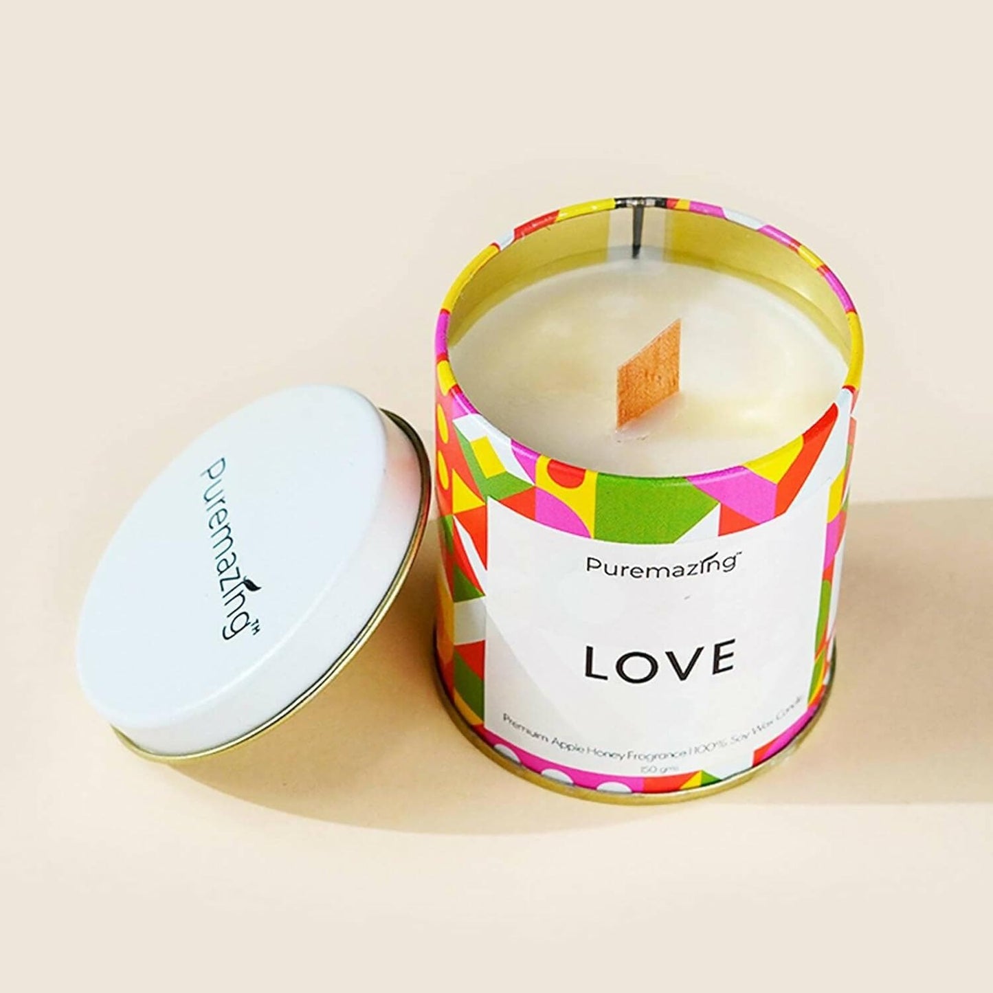 Puremazing Soy Candle Gift Tin Candles Romance - (Vanilla) + Love - (Apple Honey) fragranced Candle for Bedroom/Spa/Home with Buring time of Upto 35hours Handmade Votive Candles(PACK OF 2) - HalfPe