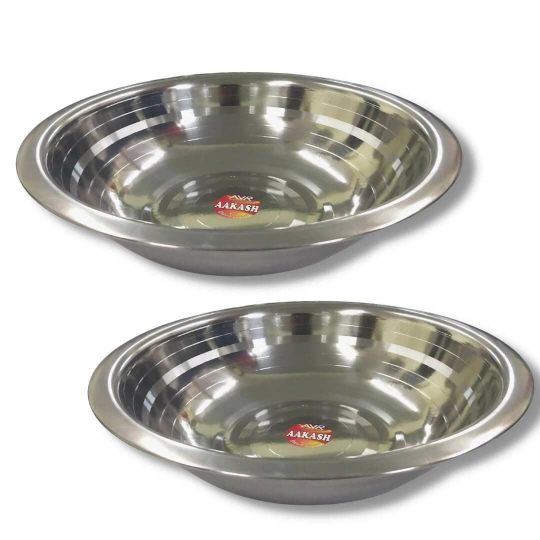 Stainless Steel Mixing Bowl, Serving Bowl Set, Big parat, Atta Parat (1) - HalfPe