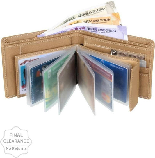 Men Casual Beige Artificial Leather Wallet - HalfPe