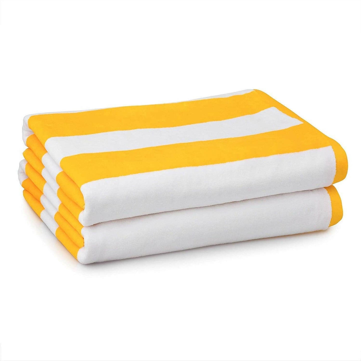 Lushomes Beach Swimming Yellow & White Cabana Cotton Stripe Pool Towel - HalfPe