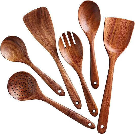 Wooden Kitchen cooking and serving (Pack of 6) - HalfPe