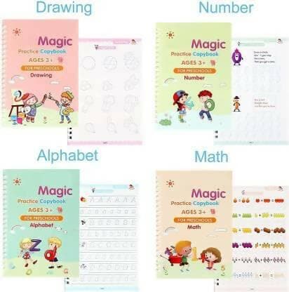 Magic Practice Copybook, Number Tracing Book For Preschoolers With Pen, Magic Calligraphy Copybook Set Practical Reusable Writing Tool Simple Hand Lettering - HalfPe