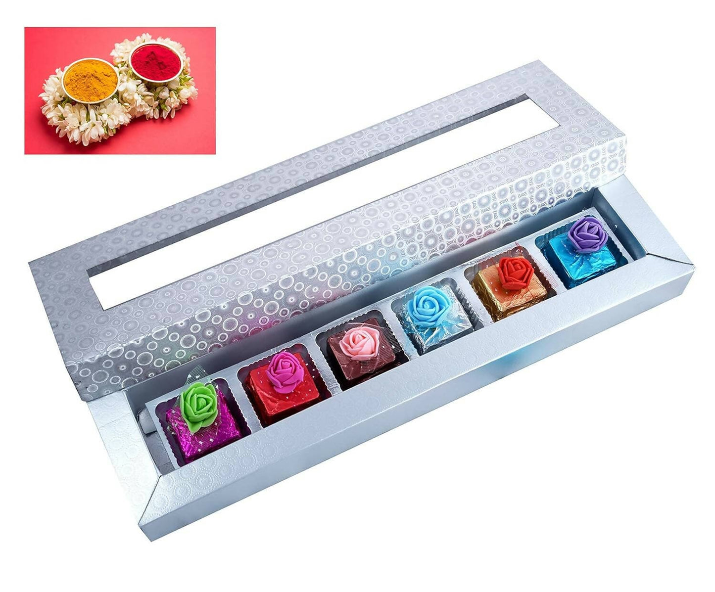 MANTOUSS Decorated Silver Pongal/Makar Sankranti Chocolate Gift Hamper+ haldi kumkum - HalfPe