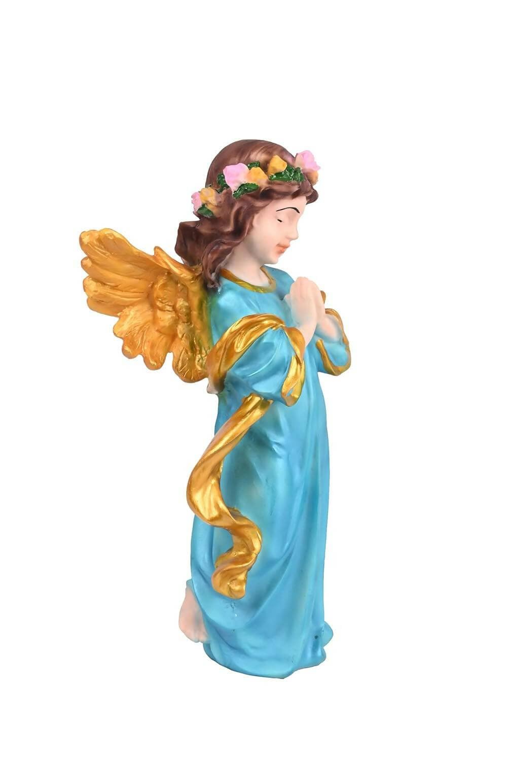 KariGhar Resin Blue Praying Angel Statue Catholic Idol for Home | Prayer Room (Blue, 12 Inches) - HalfPe