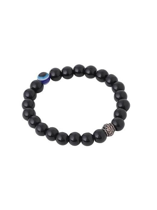 SENECIO Pack of 2 Black Evil Eye Beaded Handmade Lucky Charm Protection Bracelet Nazar Battu (unisex, pack of 4) - HalfPe