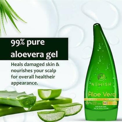 Newish Pure Aloe Vera Gel For Face Glow, Hair Growth & Skin Moisturizer For Women & Men (Buy1 Get1) - HalfPe