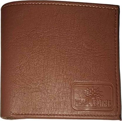 Men Tan, Black Genuine Leather, Artificial Leather Wallet - Mini (30 Card Slots, Pack of 2) - HalfPe