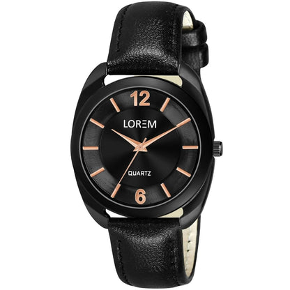 LOREM Black Stylish Dial Analog Watch For Women LR323 - HalfPe