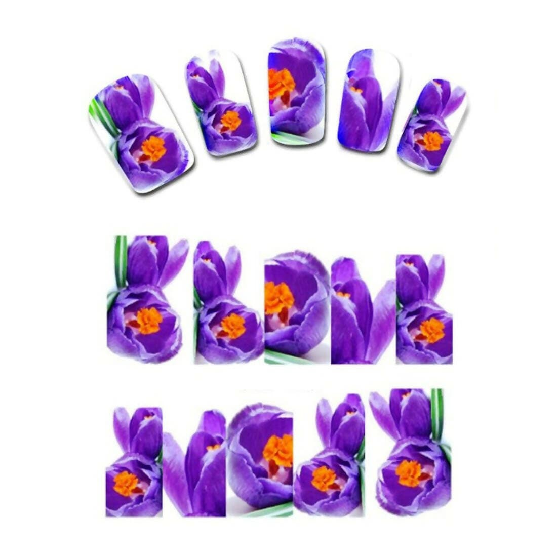 SENECIO Spectral Violet Floral Nail Art Manicure Decals Water Transfer Stickers (2 Sheets) - HalfPe