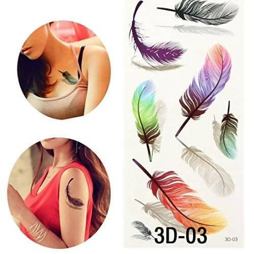 SENECIO Colorful Feathers Mini Design Waterproof Temporary Body Tattoo - HalfPe