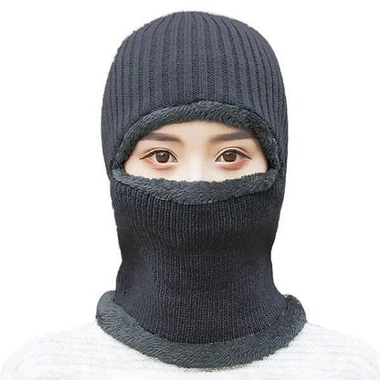 Men & Women's Knitted Woolen Balaclava Monkey Cap With Fur - HalfPe