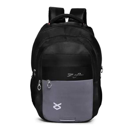 Laptop Backpack Multiple Pockets Padded Shoulder Straps Premium Fabric (Black)  - HalfPe