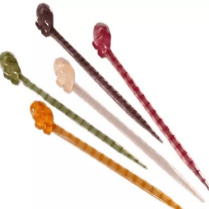 SENECIO® 5Pc Clear Acrylic Printed Random Pattern Colorful Hair Stick For Bun - HalfPe