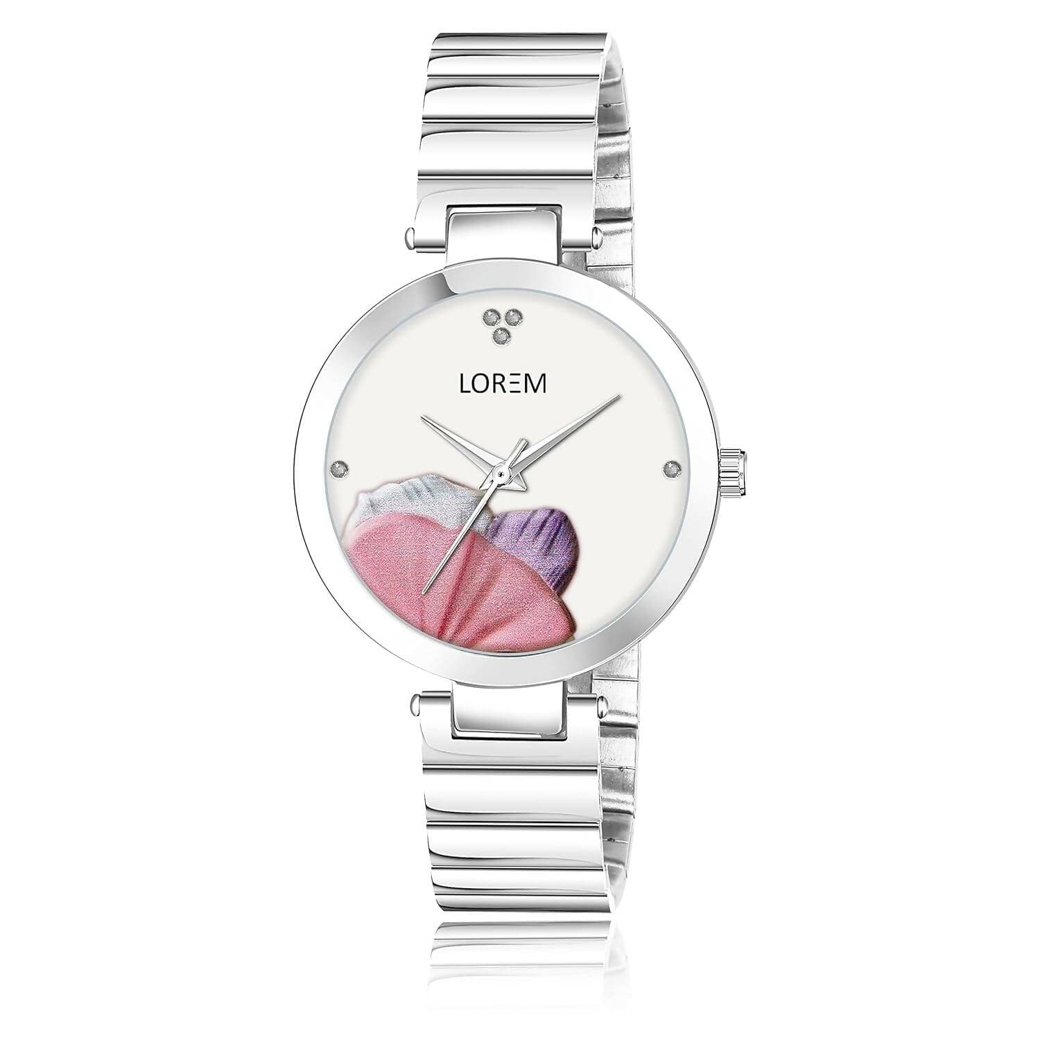 LOREM White Flower Designer Analog Watch For Women - HalfPe