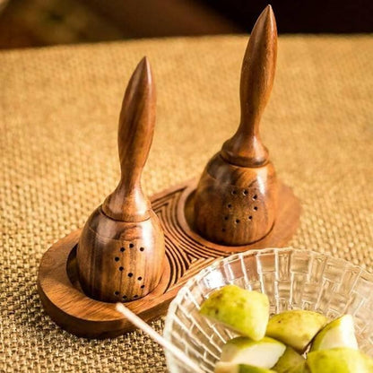 Santarms Sheesham Wooden Salt Pepper Set - HalfPe