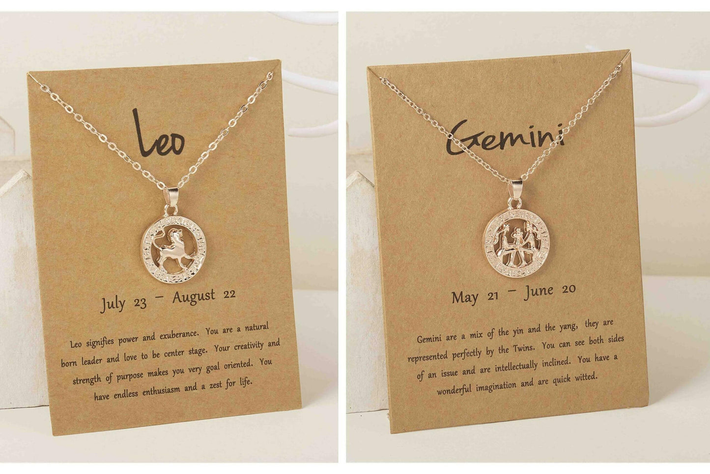 Pinapes Zodiac Sign Pendant in Circle Design For Women Girls Jewelry Fashion Leo And Gemini Necklace - HalfPe