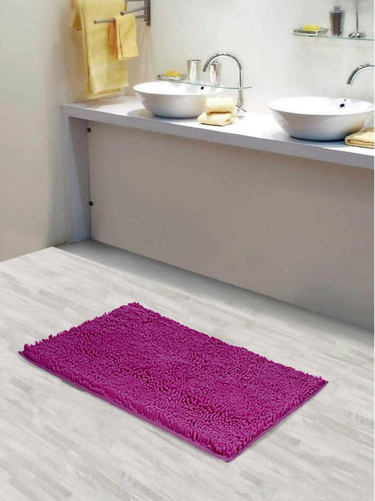 Lushomes Bathroom Mat, 2200 GSM Floor, bath mat Mat with High Pile Microfiber, anti skid mat for bathroom Floor, bath mat Non Slip Anti Slip, Premium Quality (12 x 18 Inch Rose Pink) - HalfPe