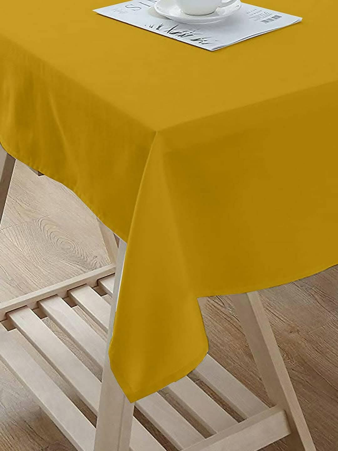 Lushomes Dining Table Cover 6 Seater, Classic Plain Dining Table Cover Cloth (Size 60 x 70”, 6 Seater Table Cloth) (Yellow) - HalfPe