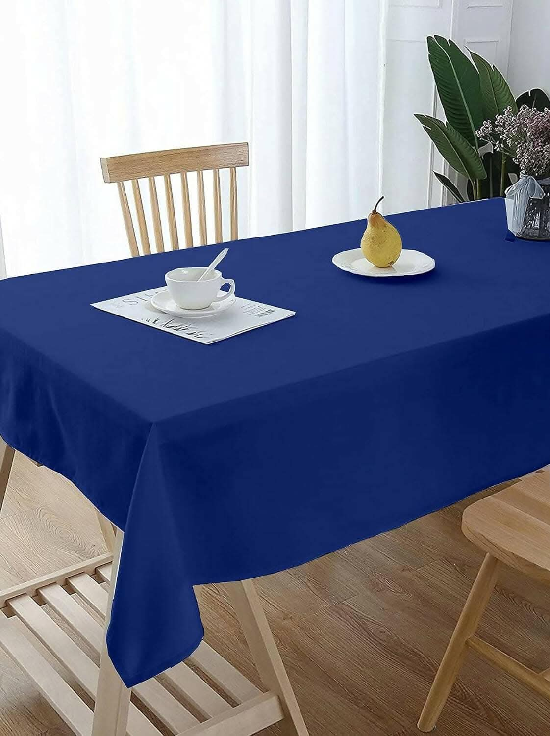 Lushomes Dining Table Cover 6 Seater, Classic Plain Dining Table Cover Cloth (Size 60 x 70”, 6 Seater Table Cloth) (Blue) - HalfPe