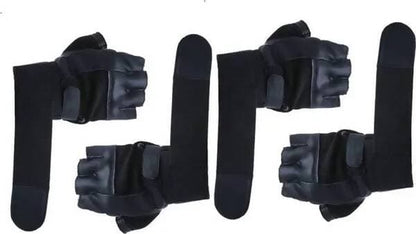 Gloves With Wrist Support For Gym & Fitness Exercise (2 Pair) Gym & Fitness Gloves (Black Combo) - HalfPe